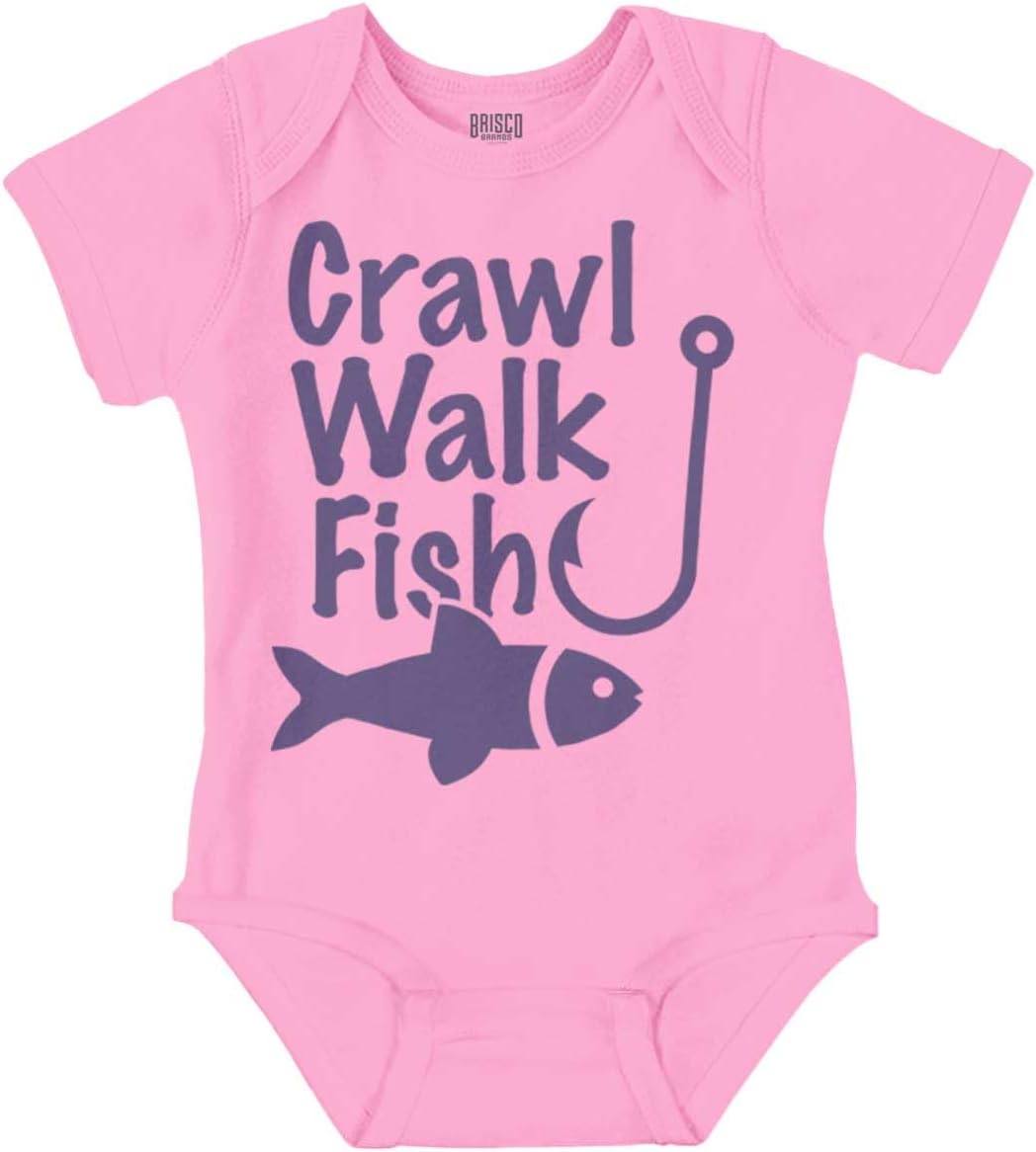 Brisco Brands Crawl Walk Fish Hunt Outdoor Lover Baby Romper Boys or Girls
