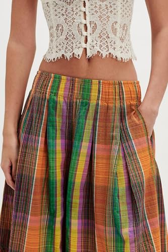 Women’s Summer Plaid Culotte Pants Loose Wide Leg Gingham Capri Pant Casual Baggy Cropped Palazzo Trouser with Pocket4