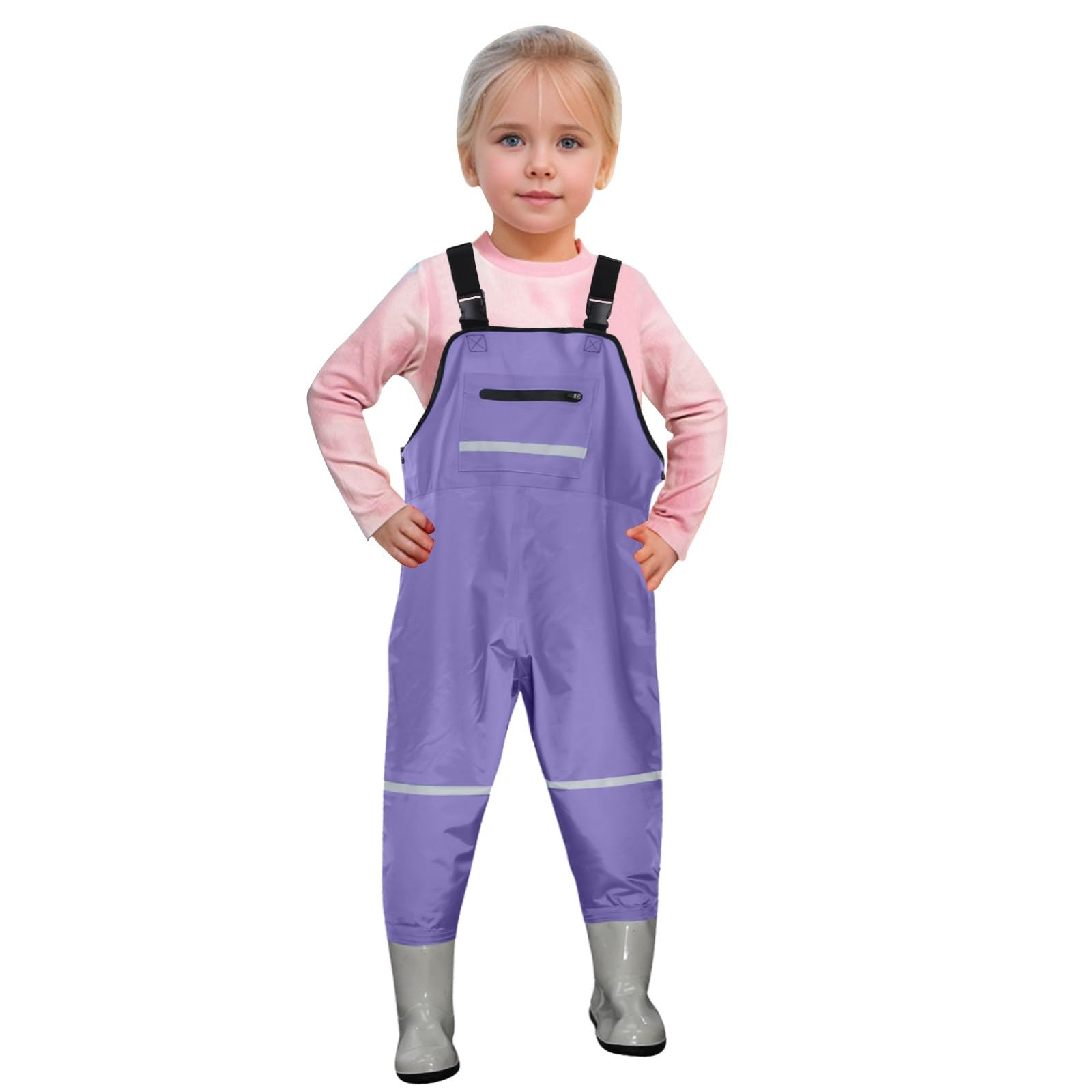 Generisch 2026 trampolieri bambini ragazzi ragazze trampolieri da pesca con borsa per bambini piccoli, impermeabili, pantaloni da caccia e pesca con stivali