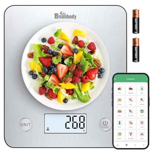 Bisonbody Báscula Digital Para Cocina With Aplicación Inteligente – Large Bascula Digital Cocina, Stainless Steel, 5 Unit Conversions Tare Function Y Báscula Con Pantalla Lcd, Bascula Digital Gramera