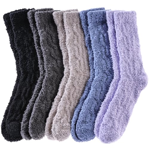 Image of Womens Fuzzy Socks Cozy Fluffy Slipper Soft Winter Warm Home Sleeping Christmas Socks