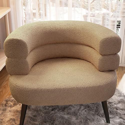 Silla Accent Sherpa para espacios pequeños, sillón mullido, acogedor sofá esquinero para sala de estar, dormitorio, tocador, oficina, rincón de lectura, color caqui, altura del asiento 47 cm