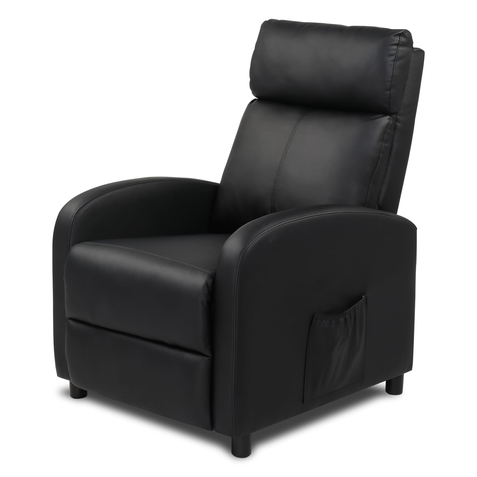 LEADZM Fauteuil Inclinable avec Massage Électrique, Chauffage et Dossier Basculant à Commande Manuelle – Fauteuil Relax pour Chambre, Salon et Home-Cinéma (PU, Noir)