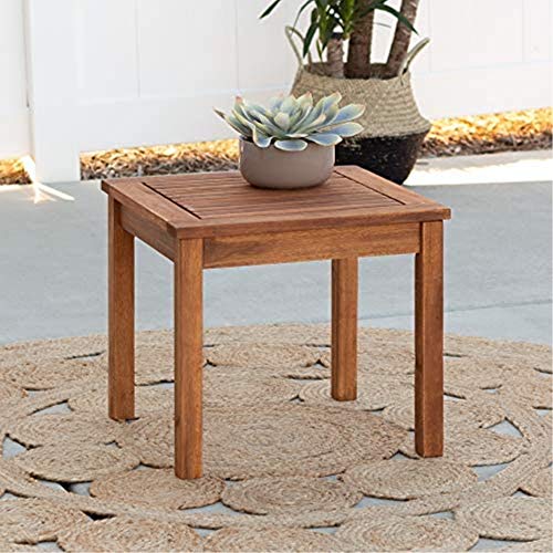 Walker Edison Dominica Contemporary Acacia Wood Slatted Outdoor Accent Table, 20 Inch, Brown #TOP3