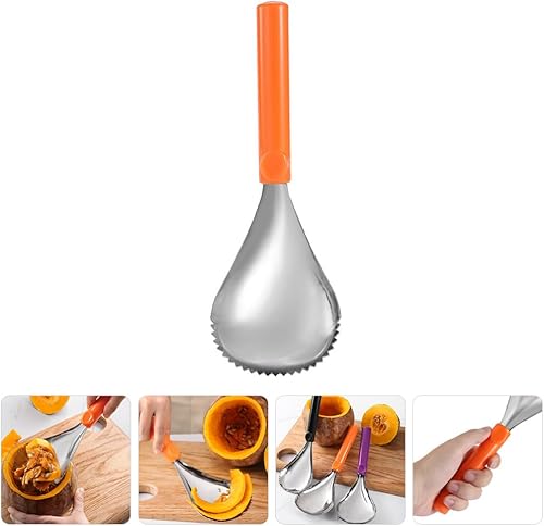 Miniatura 4 de MAGICLULU Cuchara dentada descorazonador de frutas, raspador de frutas, cuchara removedor de núcleo de calabaza, separador de pulpa de calabaza,
