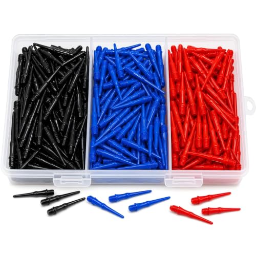 CCFREELIFE 300 Pack Plastic Dart Tips 2BA Soft Tip Dart Tips 1.14 Inch, Premium Triple-Color 2BA Soft Dart Tip Replacement, Tougher & More Wear-Resistant Thread for Electronic Dart Boards