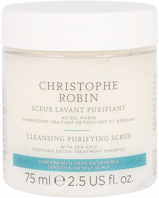 Christophe Robin Cleansing Purifying Scrub With Sea Salt for Oily and Itchy Scalp Detox Travel Size 2.5 fl. oz