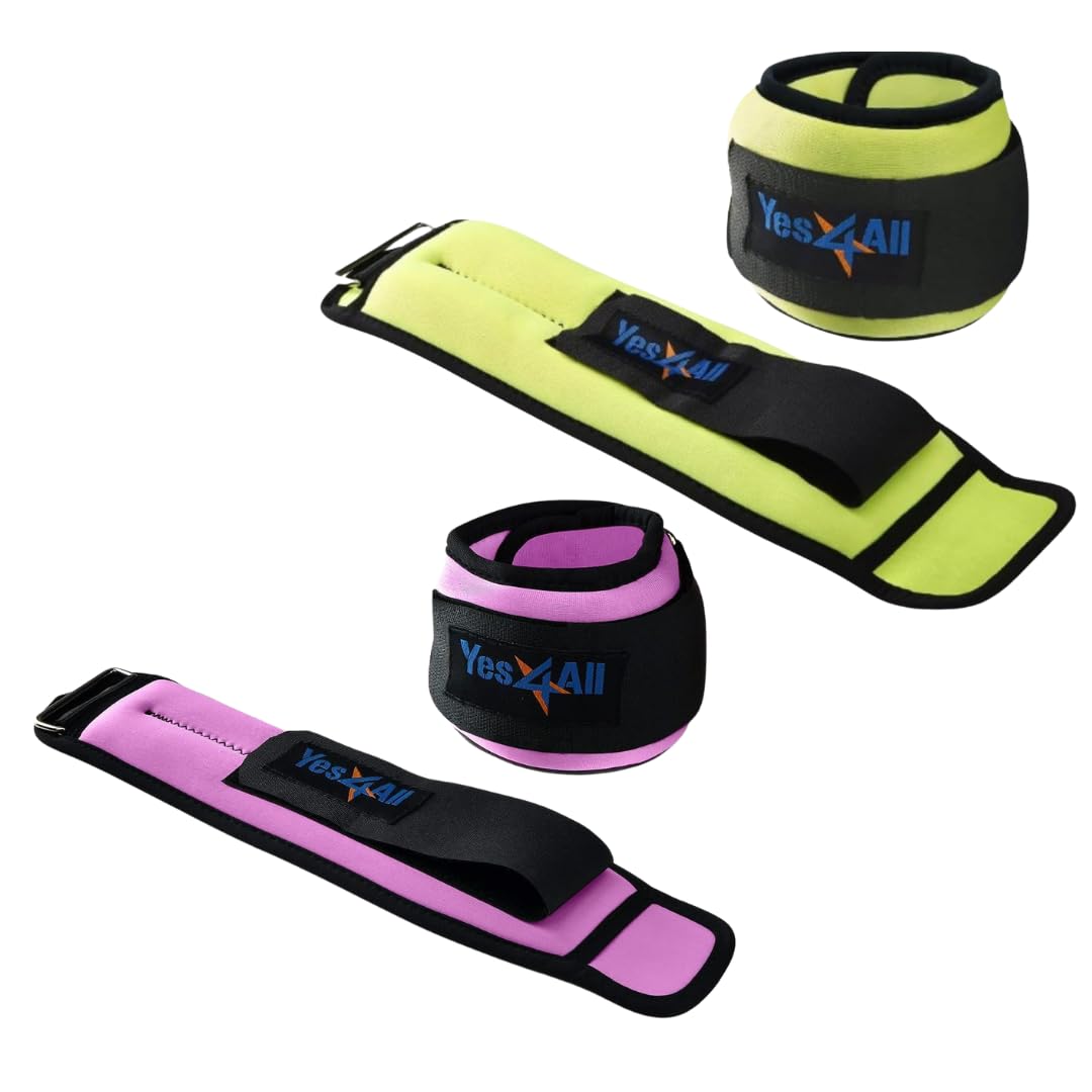 Yes4All Combo Wrist and Ankle Weights (0.7kg + 1.4 kg) with Adjustable Strap - for Jogging, Gymnastics, Aerobics