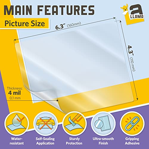 Self Adhesive Laminating Sheets, 4.3 x 6.3 Inches, 4 Mil Thick, 20 Pack Suited for Picture Size Self Seal Lamination Sheets 4 x 6