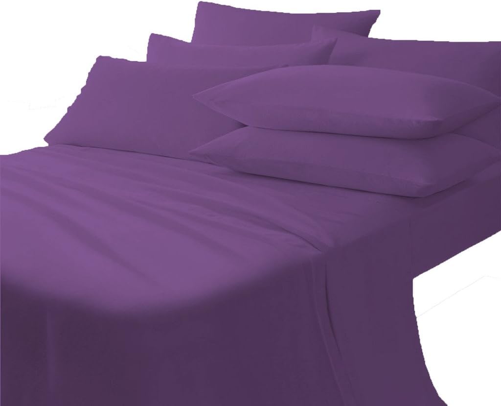 Scala Bedding 650 Thread Count 100% Egyptian Cotton 1 Piece Soft Italian Finish Flat Sheet Queen Top Sheet Plum