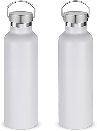 Miniatura 38 de Volhoply Botella de agua aislada de 24 onzas con boca estándar, tapa combinada de plástico y acero inoxidable, botella de agua de 304 18/8 de doble