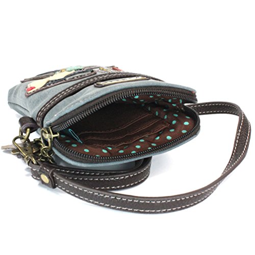 Image of CHALA Dog Collection Cell Phone Crossbody Purse-Women PU Leather /Canvas Multicolor Handbag with Adjustable Strap