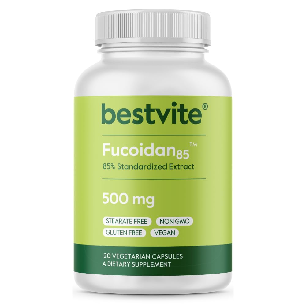 BESTVITE Fucoidan Extract 500mg (Standardized to 85% Fucoidan) (120 Vegetarian Capsules) No Fillers - No Stearates - No Flow Agents