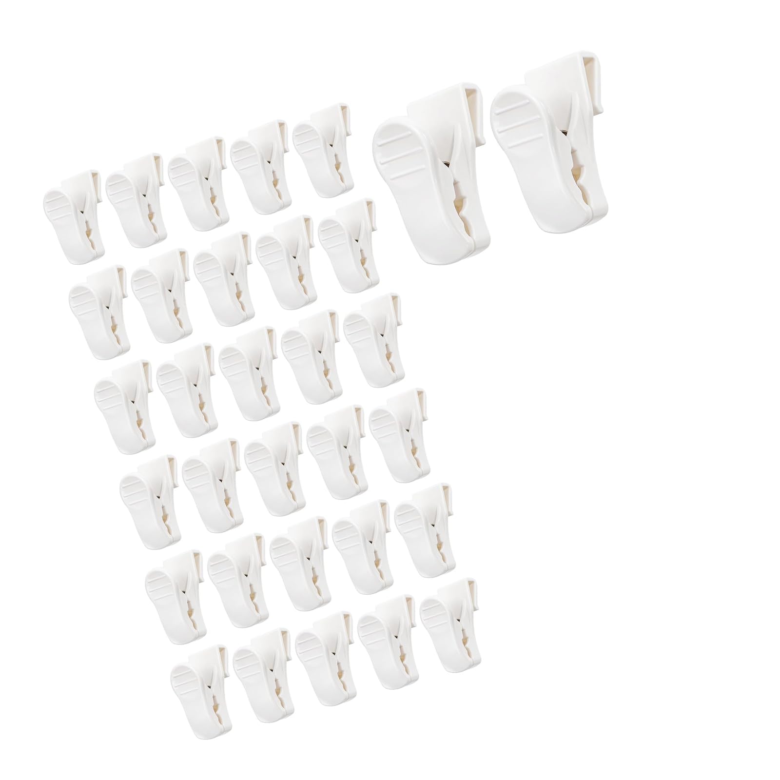 Mekalero PP Hook Clip 32 Pack White Food Bag Clip Opening for Grids Wall Photos Cards Labels Light Holders
