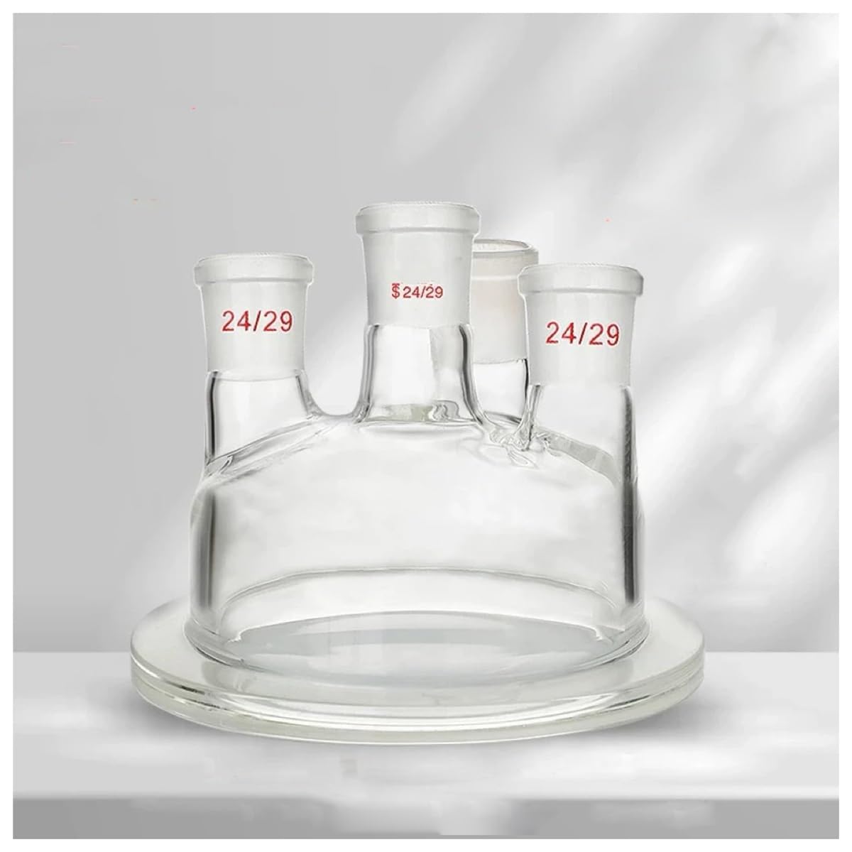 Couvercle en verre à 4 cols bride 150 mm pour sécuriser les flacons laboratoire