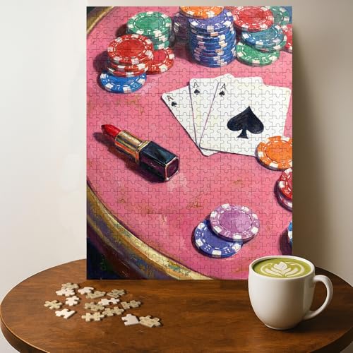 Casse-tête Pink Poker Lipstick 500 morceaux bois adultes