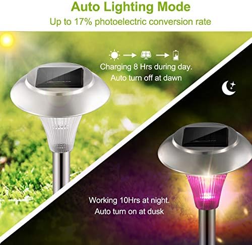 Solar Lights Outdoor Decorative, Solar Garden Lights Stakes, Flower Bed Decorations Mosaic, Decor for Path, IP44 Waterproof for Yard Driveway Walkway (4Packs)
