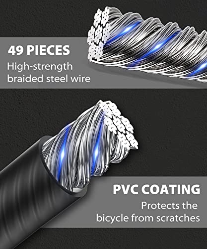 Sportneer Bike Lock Cable, 4-Digit Resettable Bicycle Locks With Combination & Keys, 6Ft Long Coiled Security Combination Lock, Key Bicycle Cable Locks Thick For Bikes And Scooters #TOP4