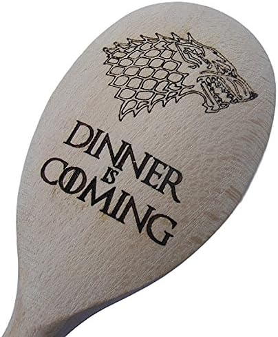 FastCraft GAME OF THRONES INSPIRED WOODEN BAKING SPOON NOVELTY WOOD KITCHEN COOKING BIRTHDAY PRESENT GIFT LASER ENGRAVED (Wooden Dinner Is Coming Spoon)