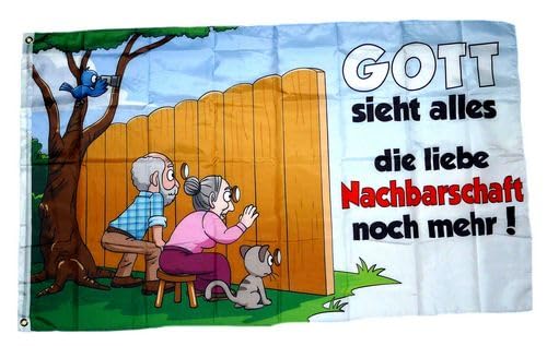 Fahne/Flagge Gott sieht alles Nachbarschaft 90 x 150 cm Fahne/Flagge Gott sieht alles Nachbarschaft 90 x 150 cm