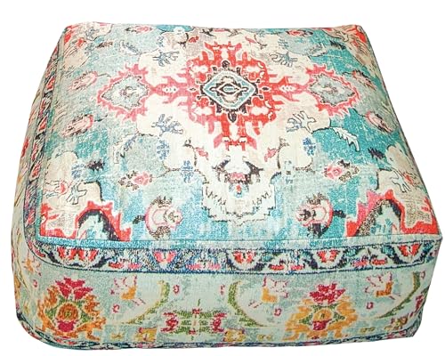 Mandala Life ART bohemisk yoga dekor golv kuddfodral – 60 x 20 cm – fyrkantig meditation matta örngott – tryckt bomullsmatta puff