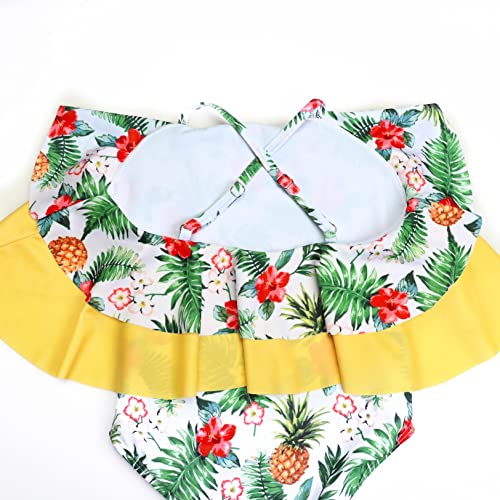 Childrenstar Girls One Piece Bathing Suits Pineapple Swimsuits Kids Strap Beach Swim Clothes,Size 8 9 #TOP4