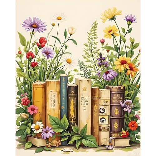 Arttoplus Book Paint by Numbers Kit for Adults Beginner-Flowers Adult Paint by Number Kits on Canvas, DIY Acrylic Oil Painting by Numbers for Adults for Gift Home Wall Decor(16x20inch)