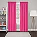ECLIPSE Room Darkening Curtains for Bedroom - Tricia 52" x 63" Thermal Insulated Single Panel Rod Pocket Light Blocking Curtains for Living Room, Pink