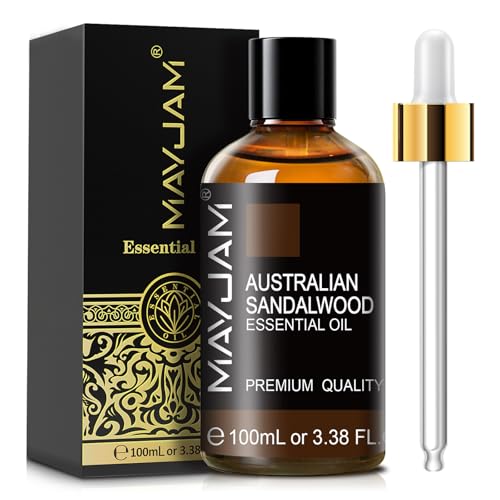 MAYJAM Australian Sandalwood Essential Oil, 100ML/3.38FL.OZ Premium Quality Australian Sandalwood Oil for Diffuser Massage, Pure Aromatherapy Essential Oils with Glass Dropper