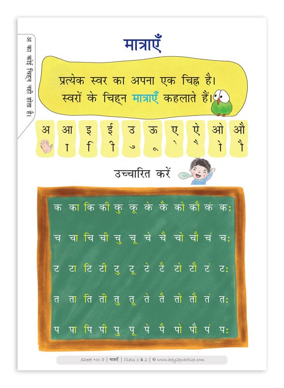 Image of Key2Practice Hindi Grammar Workbooks For Class 1 & 2 (Set of 4) : 296 Worksheets, Combo of (Maatrayein, Vyaakaran 1, Vyaakaran 2, Apatith Gadyansh Kahani Lekhan), Activity Based Worksheets