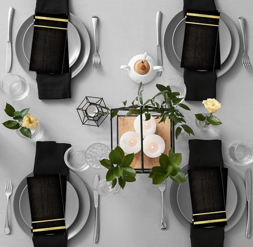 Gift Boutique 100 Gold Trim Lined Black Guest Napkins Disposable Paper Pack Elegant Dinner Hand Napkin for Bathroom Wedding Gold Foil Decorative Towel