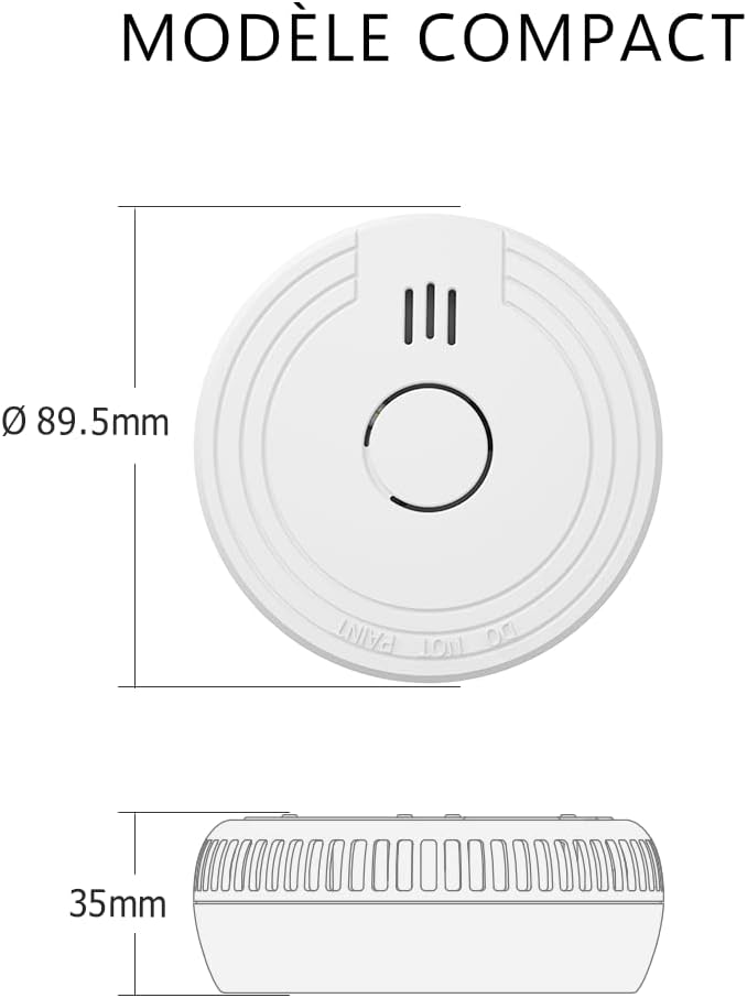 Dimensions of the compact ELRO FS1805 smoke detector.