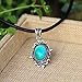 MOJO JEWELRY Mood Stone necklace color changing in Antique Sterling Silver Finish Gothic Flower Pattern Pendant Magic Color Change Leather Necklace Mood Necklace