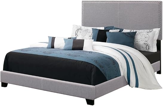 Coaster Home Furnishings Boyd Transitional Fabric Upholstered Queen Size Panel Bed Frame 50-inch Headboard Grey 350071Q