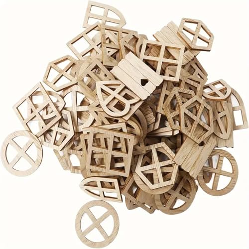 50 Stück Holz Mini Fenster- und Türdekoration, Mini-Fensterdekorationen Holzscheiben zum Basteln für DIY Scrapbooking Miniatur Häuser Feengarten 50 Stück Holz Mini Fenster- und Türdekoration, Mini-Fensterdekorationen Holzscheiben zum Basteln für DIY Scrapbooking Miniatur Häuser Feengarten