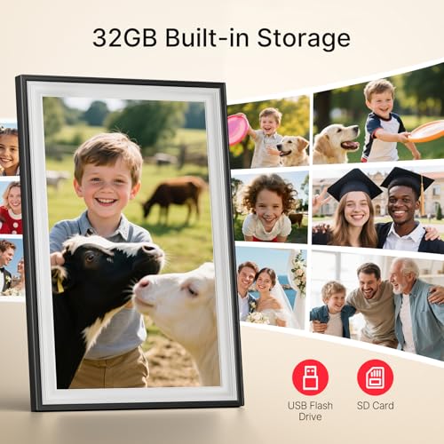 Image of Frameo 10.1 inch Digital Picture Frame, Smart WiFi Digital Photo Frame with 1280x800 HD IPS Touch Screen 32GB Storage Auto-Rotate Wall Mounted, Share Photos /Videos from Phone Anywhere(Black&White)