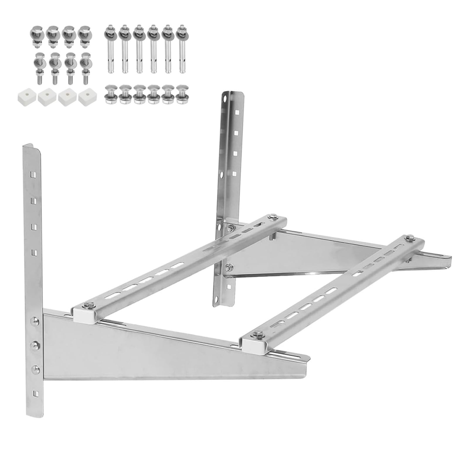 Staffe per Condizionatore Esterno, Staffa Condizionatore D'aria con Doppie Barre Trasversali, Supporto a Parete in Acciaio Inox per Condensatore da 1,5-3 P(48.7x46x74cm/19x18x29in)