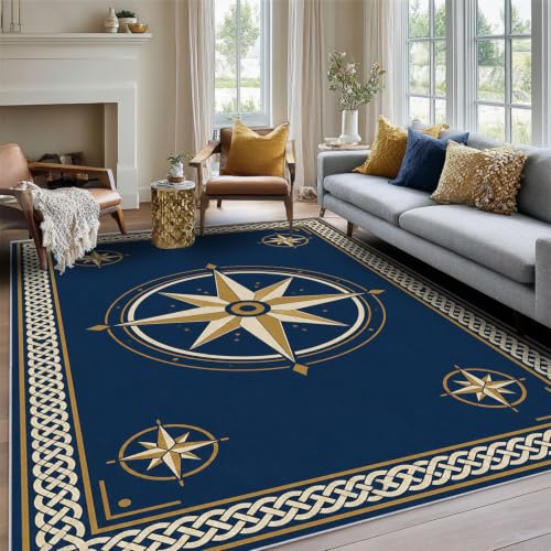 Nautical Compass Rug 3x4 for Bedroom Living Room Essentials