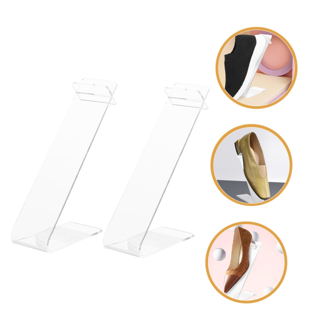 VILLFUL Sandal Display Rack Acrylic Shoe Racks 2 Pack Sneaker Holder Shoe Stand for Shopping Mall
