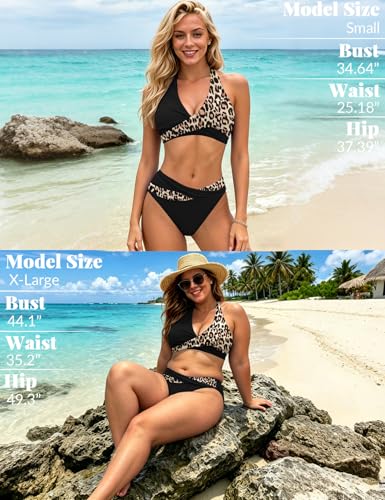 Image of Sopliagon Women's Bikini Sets Twist Front Two Piece Swimsuit Halter Bathing Suit