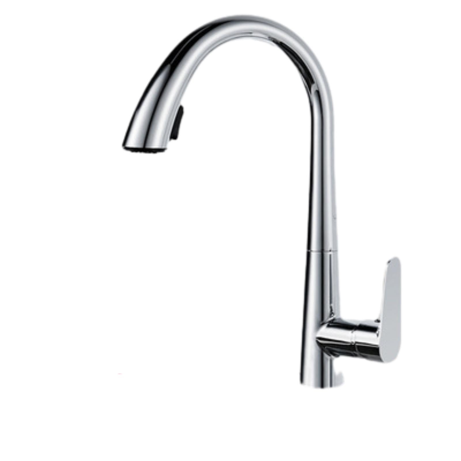 ZYCHSJXA Kitchen Sink Mixer Tap All-Copper Faucet Hot and Cold Swivel Pull-Out Vegetable Splash-Proof C Silver Double Water Outlet