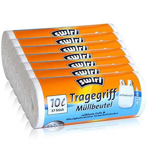 Preisvergleich Produktbild 7x Swirl Tragegriff Müllbeutel 10L (37 stk. / Rolle)