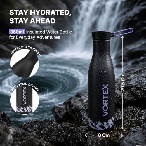 Image of The Better Home Vortex Series Insulated Water Bottle 860ml | Stainless Steel Vacuum Bottle | Hot 12 Hrs & Cold 16 Hrs | Leak Proof & Sweat Proof | BPA Free Sports Bottle for Gym, Travel, Office