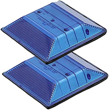 Blue Reflective Road Driveway Marker (2 Pack) - Fire Hydrant Blue Pavement Markers - DOT Peel-N-Stick Blue Reflective Road Marker