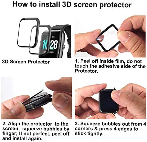 Miniatura 8 de Protectores de pantalla 3D compatibles con Matast zakotu Y66 1.96 pulgadas smartwatch, 3 piezas, cobertura completa, antiroturas, con almohadilla