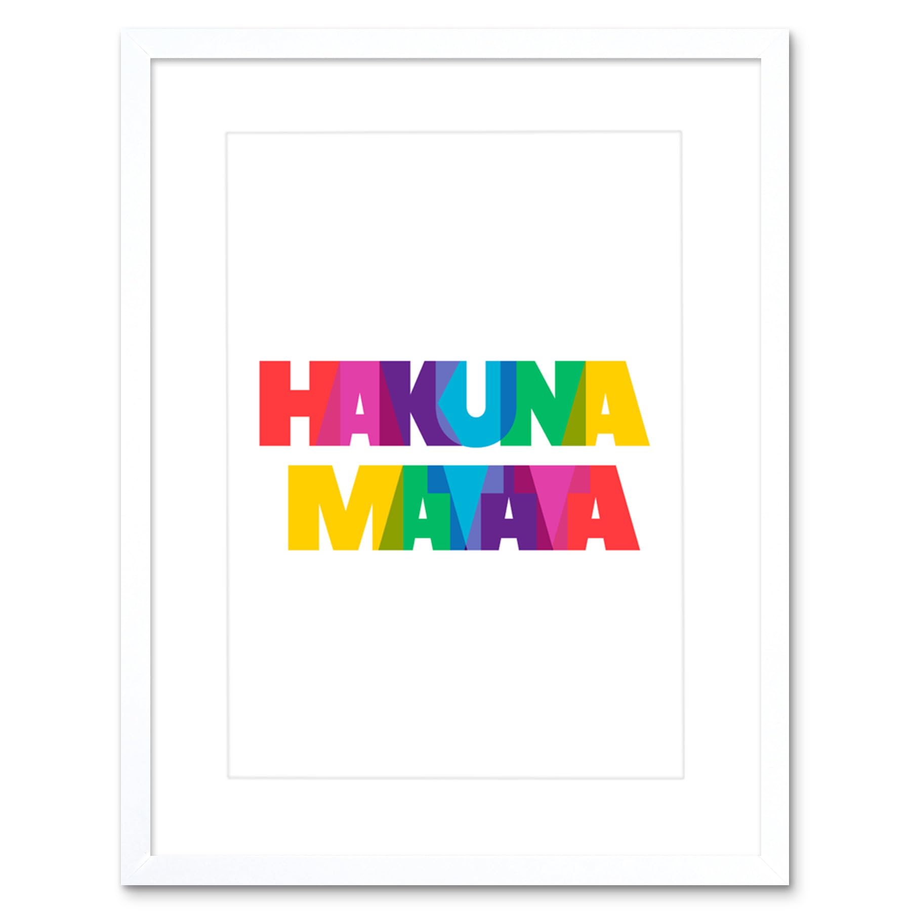 Wee Blue Coo White Hakuna Matata Colourful Typography Framed Wall Art Print