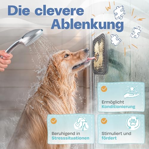 TIERFEIN – Schleckmatte Hund mit Saugnäpfen (2er Set, 20x20 cm) – Schleckmatte Katze zur Beruhigung & Förderung von langsamen Fressen – Leckmatte Hund inkl. Spatel & Bürste, BPA-frei
