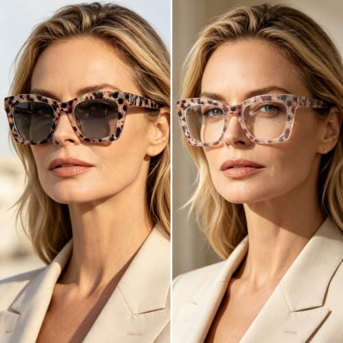 Image of 3 pack style Spring hinge Readers Blue Light Blocking Computer Square Reading Glasses for Women Men