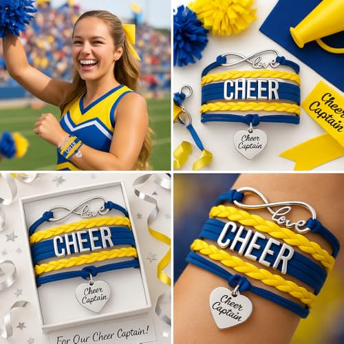 Image of Sportybella Cheer Captain Charm Bracelet- Girls Captain Cheerleading Bracelet- Cheer Jewelry for Cheerleader