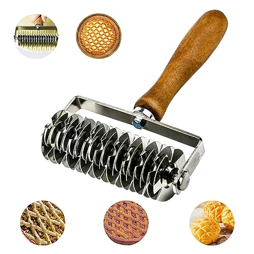 Rouleau à Losange, Rouleau de Grille de Pâte, Coupe-bande de pâte de grille, emporte-pièce de grille en acier inoxydable biscuits, outil de cuisson pour...